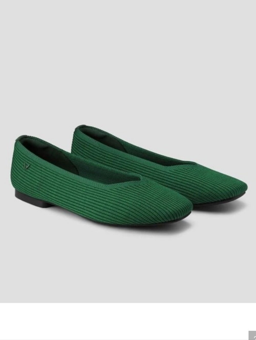VIVAIA Margot 2.0 Forest Green Ribbed Knit Square Toe Flats